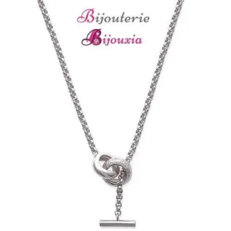 Collier Jaseron Moderne En Argent Massif 925 Rhodié Avec Zirconium - Bijouxia Neuf
