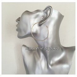 Boucles D'oreilles Créoles Lisses 5 cm  Plaqué or 18 Carats 750/1000  Bijoux