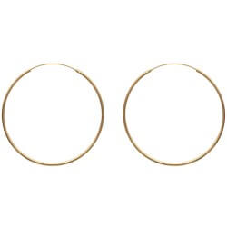 Boucles D'oreilles Créoles Lisses 5 cm  Plaqué or 18 Carats 750/1000  Bijoux