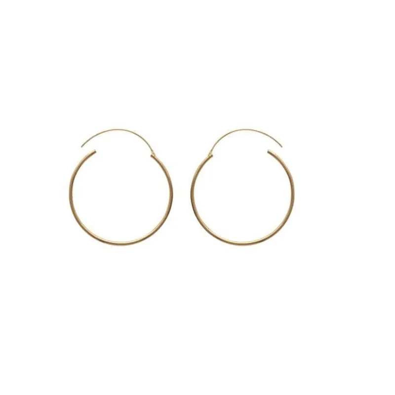 Boucles D'oreilles Créoles Tubes 6cm - Plaqué Or 18 Carats - Bijoux Femme Bijouxia