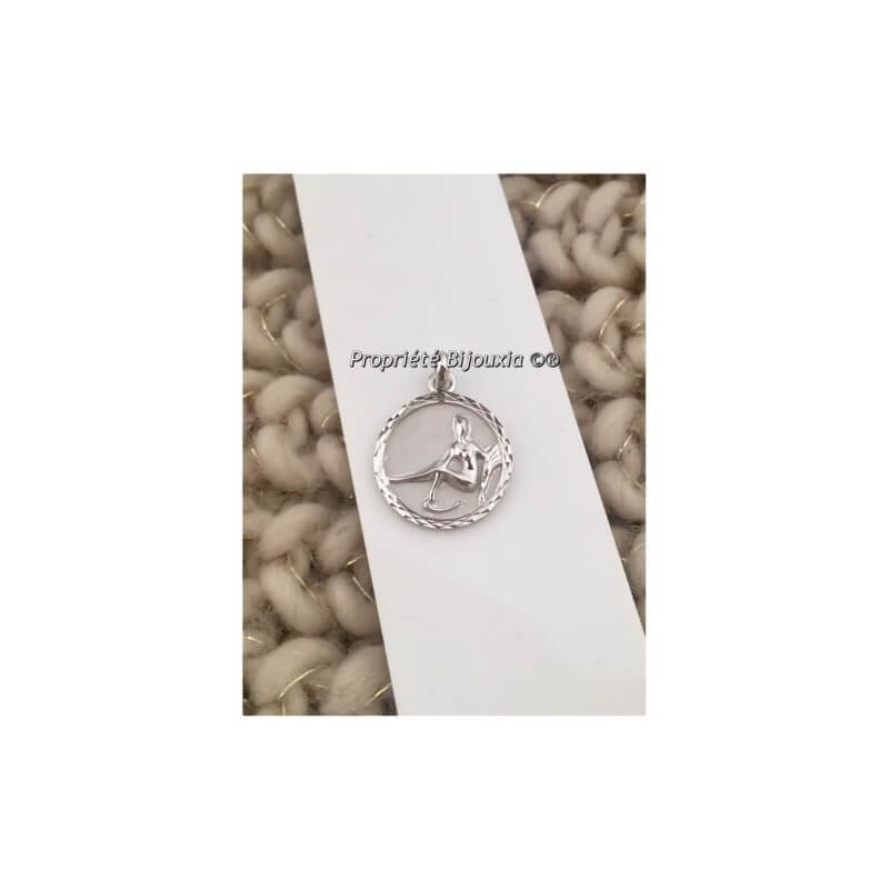 Médaille Pendentif Vierge Zodiaque – Argent 925 – Forme Octogonale – Neuf