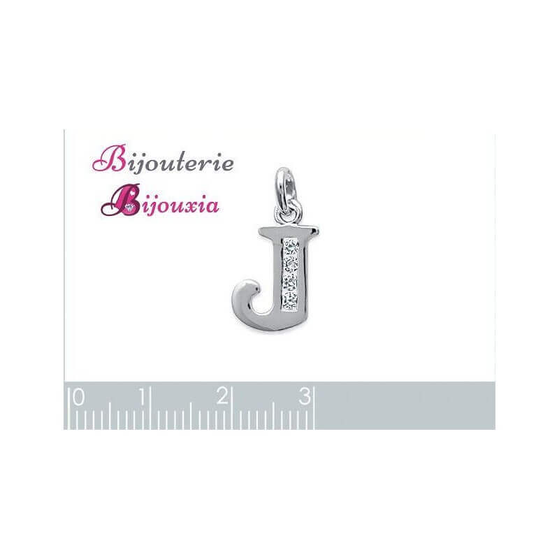 Pendentif Lettre Argent 925 Zircons - Breloque Alphabet Rhodiée - Charms Personnalisable