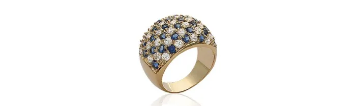 Bague Large Empierée Pavé ZIRCONIUM Bleu&Blanc Plaqué or 18CARATS 750/000 Bijoux