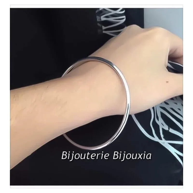 Bracelet Ouvrant En Argent Massif - Diamètre 5,5 Cm, Poids 49,6 G, Occasion En Bel état