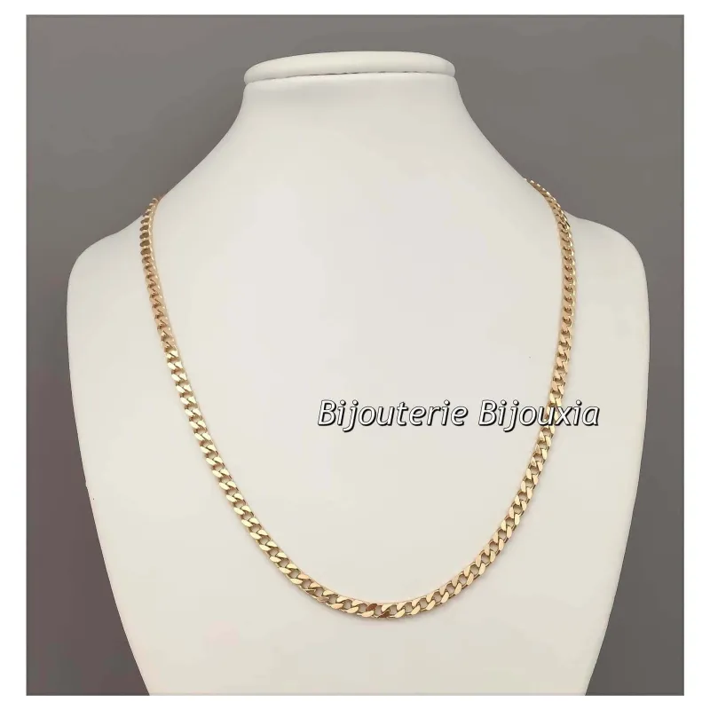 Chaîne Gourmette Homme Plaqué Or 18 Carats 9mm X 50cm - Imperméable Et Sans Nickel - Neuf