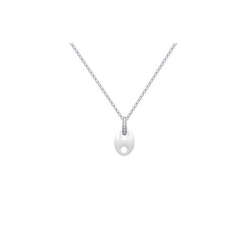 Pendentif céramique Grain de café attache argent