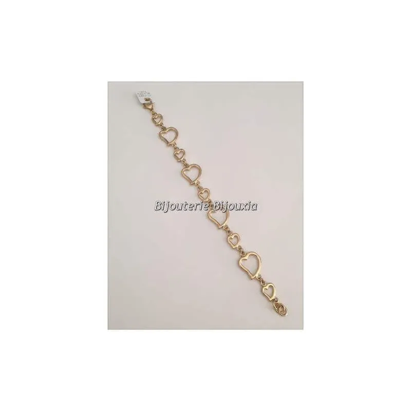 Bracelet Amour En Maillons Cœurs Plaqué Or 18 Carats Bijouxia - Neuf Avec étiquettes - Bijou Femme