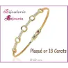 Bracelet Jonc Cercles Zirconium Ouvrable Plaqué or 18CARATS 750/000 Bijoux Femme