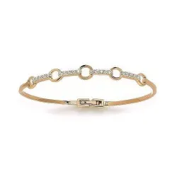 Bracelet Jonc Cercles Zirconium Ouvrable Plaqué or 18CARATS 750/000 Bijoux Femme