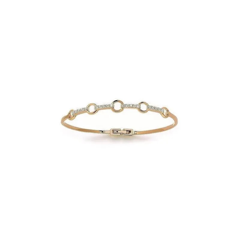 Bracelet Jonc Cercles Zirconium Ouvrable Plaqué or 18CARATS 750/000 Bijoux Femme