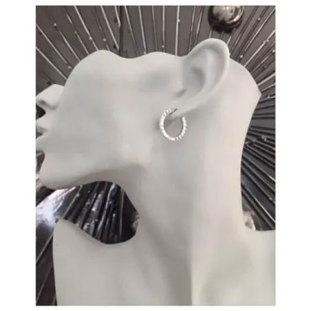 Boucles D'oreilles Créoles Zirconium Argent 925 - Rhodié - Neuves Avec étiquettes