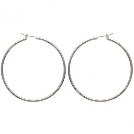 Boucles D'oreilles Créoles Rondes 5 cm Argent Massif 925/1000 Rhodié