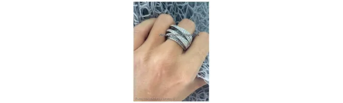Bague Large  ZIRCONIUM Entrelacés  Argent Massif 925/000 Rhodié CHOIX