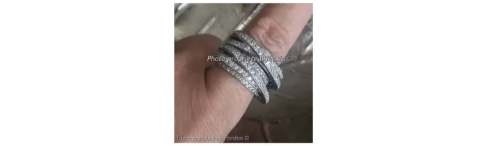 Bague Large  ZIRCONIUM Entrelacés  Argent Massif 925/000 Rhodié CHOIX