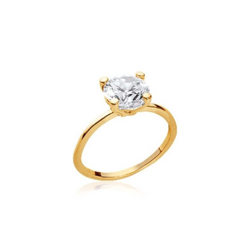 Bague Solitaire Plaqué Or 18 CARATS Garanti 10 Ans 5 Microns T 50-52-54-56-58-60