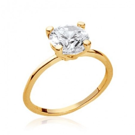 Bague Solitaire Plaqué Or 18 CARATS Garanti 10 Ans 5 Microns T 50-52-54-56-58-60