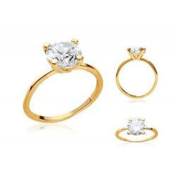 Bague Solitaire Plaqué Or 18 CARATS Garanti 10 Ans 5 Microns T 50-52-54-56-58-60