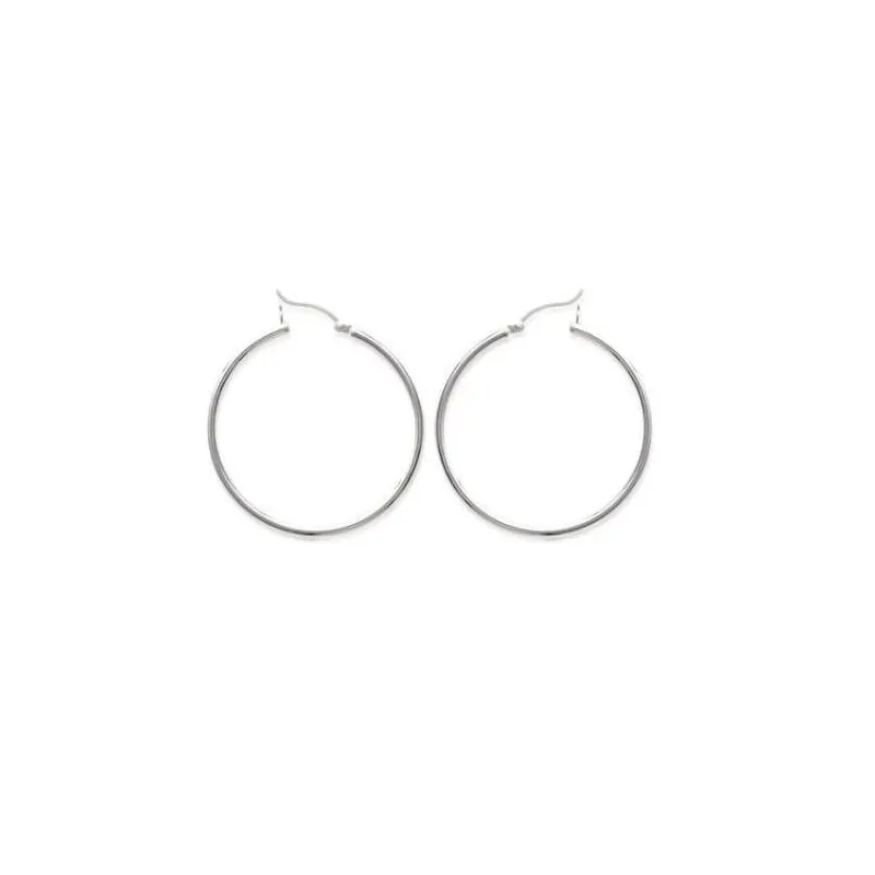 Boucles D'Oreilles Créoles En Argent 925/1000 - Rondes 4 Cm - Bijouxia - Neuf Avec Étiquettes
