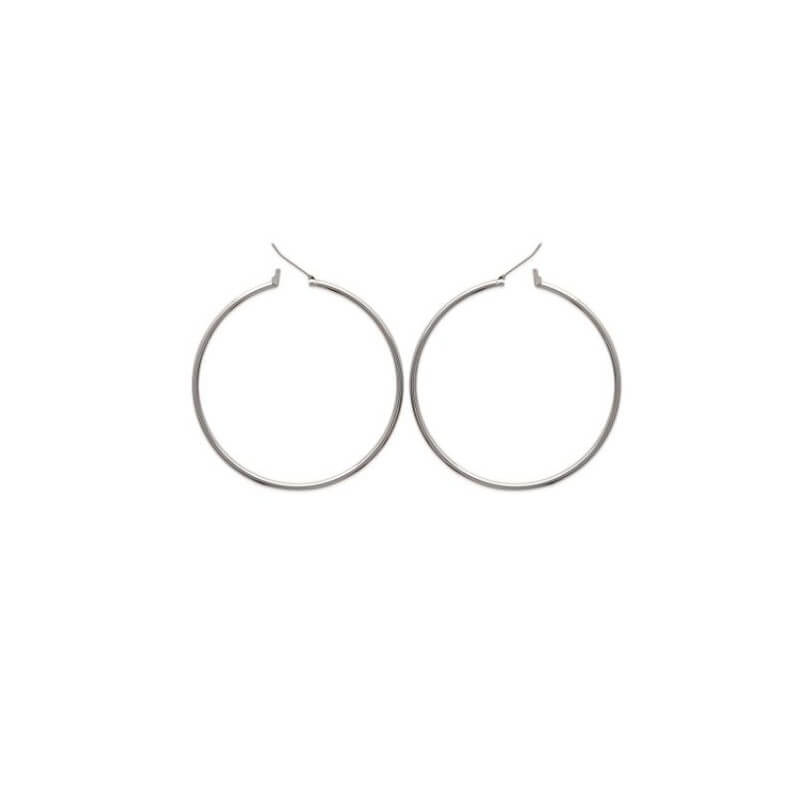 Créoles Rondes Femme En Argent Massif 925/1000 - Diamètre 2cm, Fermoir Clous, Bijouxia