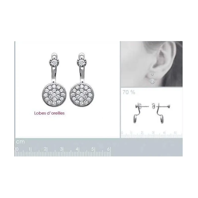 Boucles D'oreilles Clous Série 9 Cristaux Zirconium - Argent 925 Rhodié - Marque Bijouxia