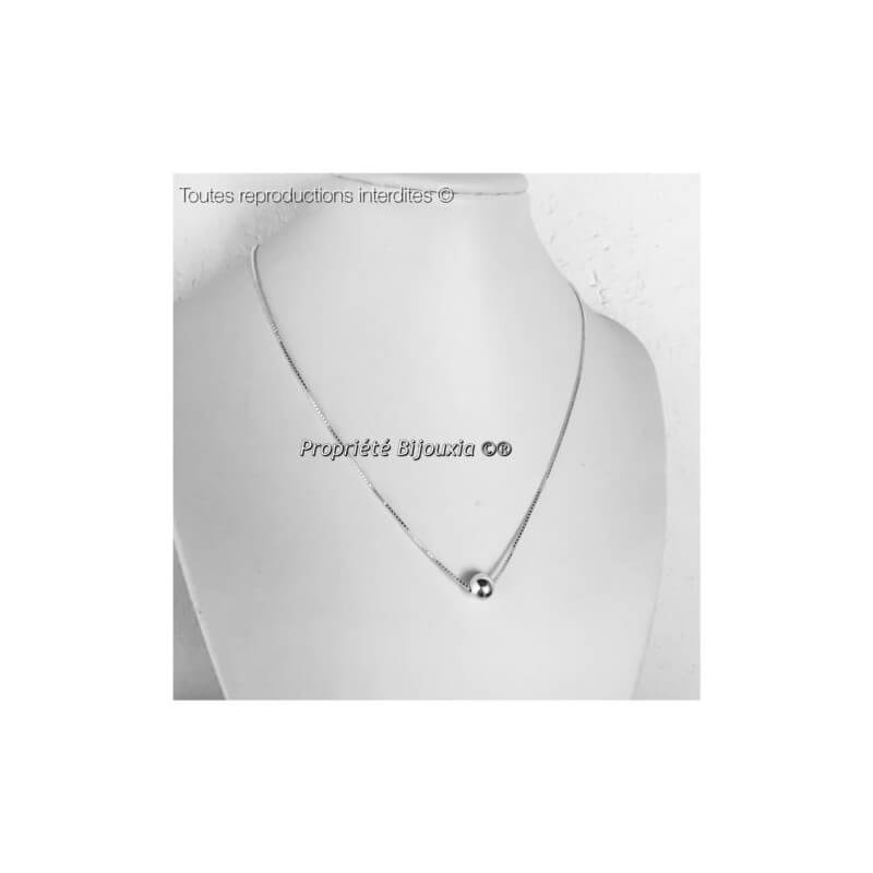Collier boule en argent sterling de 40,6 cm avec pendentif