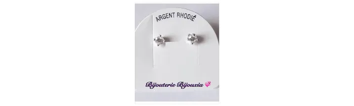 Boucle D'oreilles Puces Zirconium En Argent Massif 925/000 Rhodié Bijoux Femme