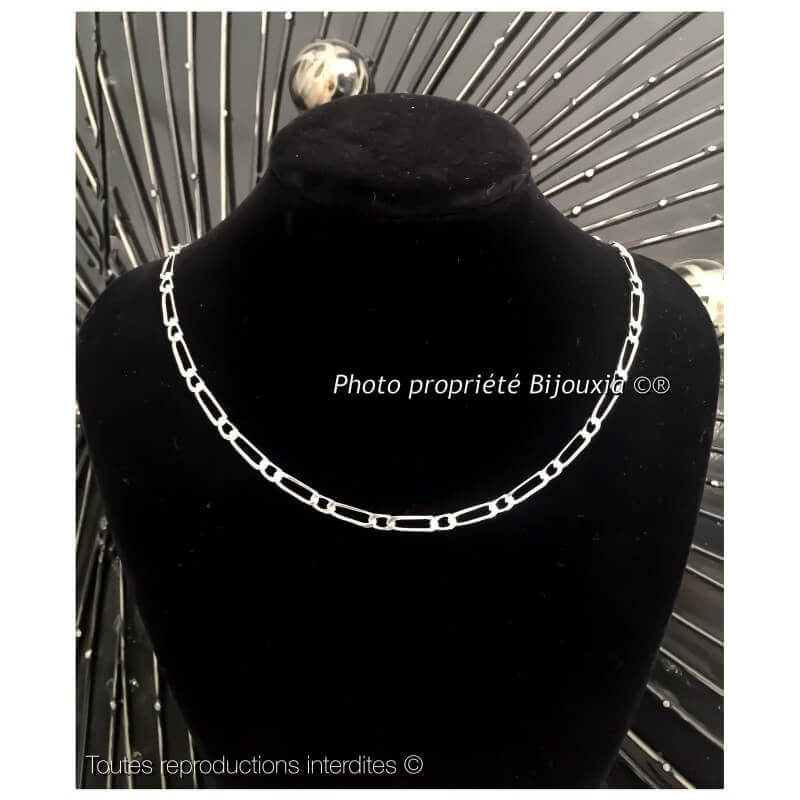 Chaîne Maille Figaro 4MM X 55 CM Argent Massif 925/1000 Poinçonné Bijoux