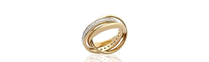 Bague 3 anneaux ZIRCONIUM Plaqué or 18 Carats 5 Microns Bijoux NEUF CHOIX