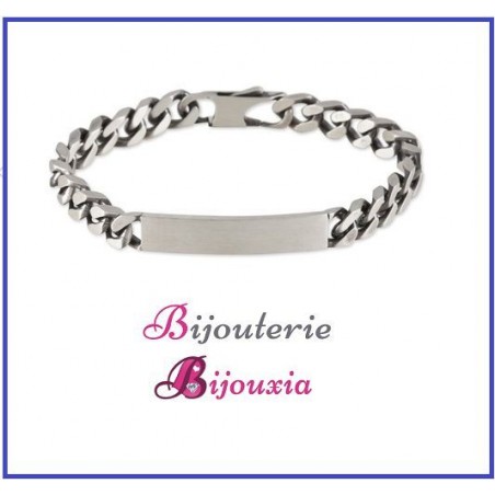 Bracelet Gourmette Gravure Identité Argent Massif 925/000 VIEILLI Tailles CHOIX