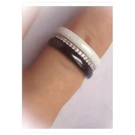 Bague Triple Anneaux Céramique Et Argent Sterling - Bague Femme Tailles 50 à 60 Neuve Avec étiquettes