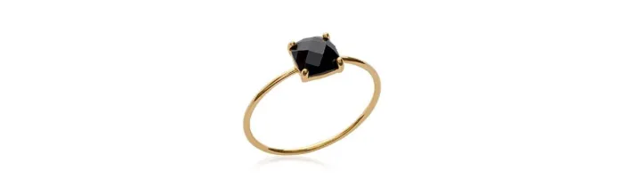 Bague Solitaire Carré Zirconium NOIR Plaqué or 18 CARATS Tailles au CHOIX