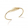 Bracelet Jonc Ouvert PLUME Plaqué or 18 Carats 750/1000 Bijoux Femme NEUF
