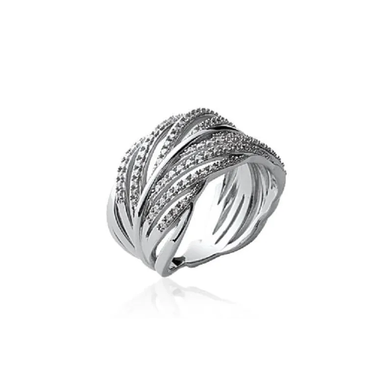 Bague Jonc Martelée Argent 925 Taille 50 - Largeur 20 Mm, Rhodié, Marque Dolly-Bijoux