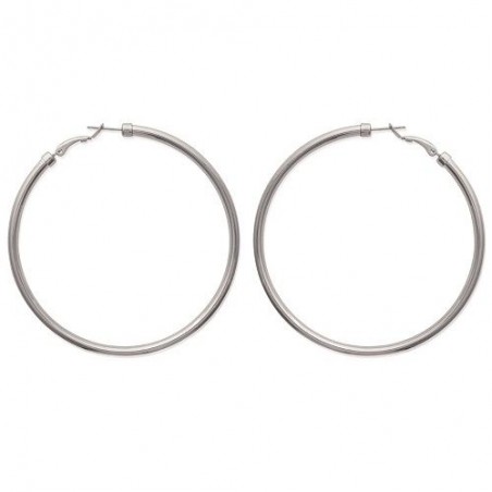 Grandes Créoles Lisses 6 cm Acier Inoxydable 316L Bijoux Femme