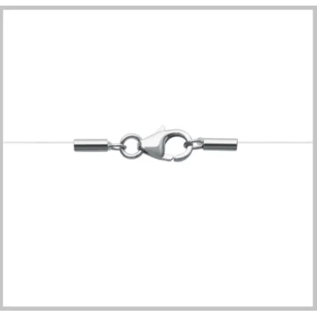 Collier Solitaire CZ Diamant Sur Fil Nylon - Argent 925, Bijou Femme, Neuf Avec étiquettes