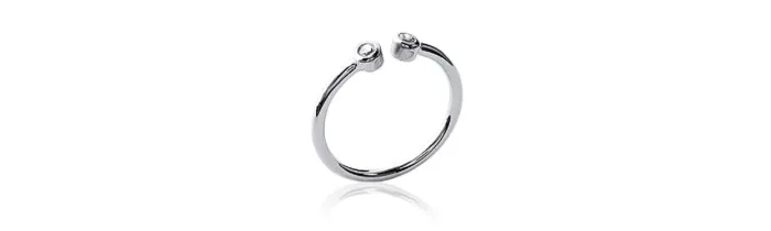 Bague Alliance Double CRISTAUX ZIRCON  Argent Massif 925/1000 Bijoux femme