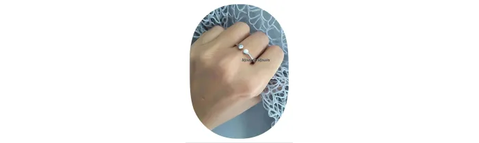 Bague Alliance Double CRISTAUX ZIRCON  Argent Massif 925/1000 Bijoux femme