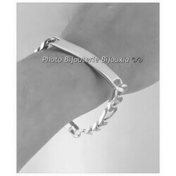 Bracelet Gravure Identité Figaro 21 CM X 8MM  Argent Massif 925/1000 Bijoux 