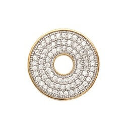 COLLIER Pendentif Cercle DONUTS ZIRCONIUM MICROSERTI Plaqué Or 18 carats  Bijoux