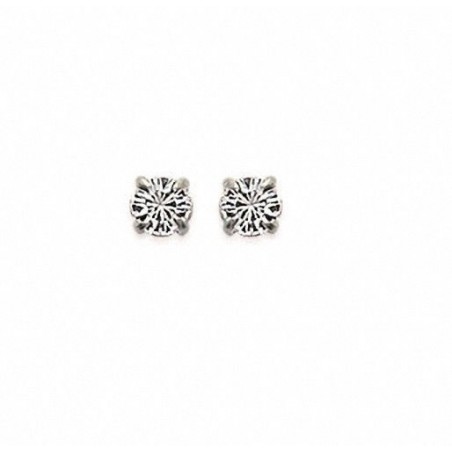 Boucles D'oreilles cristal couleur blanche Argent Massif 925/000 Rhodié Bijoux