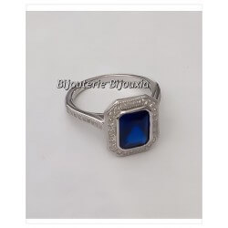Bague Pavé CZ Saphir  ZIRCONIUM  Argent Massif 925/1000 Bijoux NEUF  CHOIX