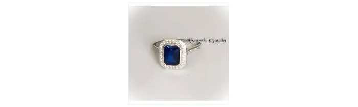 Bague Pavé CZ Saphir  ZIRCONIUM  Argent Massif 925/1000 Bijoux NEUF  CHOIX