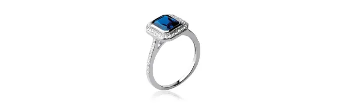 Bague Pavé CZ Saphir  ZIRCONIUM  Argent Massif 925/1000 Bijoux NEUF  CHOIX