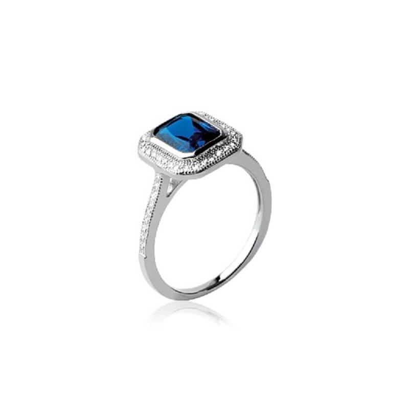 Bague Pavé CZ Saphir  ZIRCONIUM  Argent Massif 925/1000 Bijoux NEUF  CHOIX