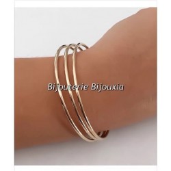 Bracelets Lot Triple Joncs  Plaqué Or 18 Carats 750/1000  6,6cm Bijoux Femme