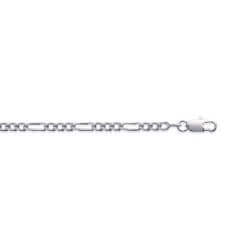Chaîne Maille Figaro Diamantée 55cm X 3 mm Argent Massif 925/1000 Bijoux NEUF
