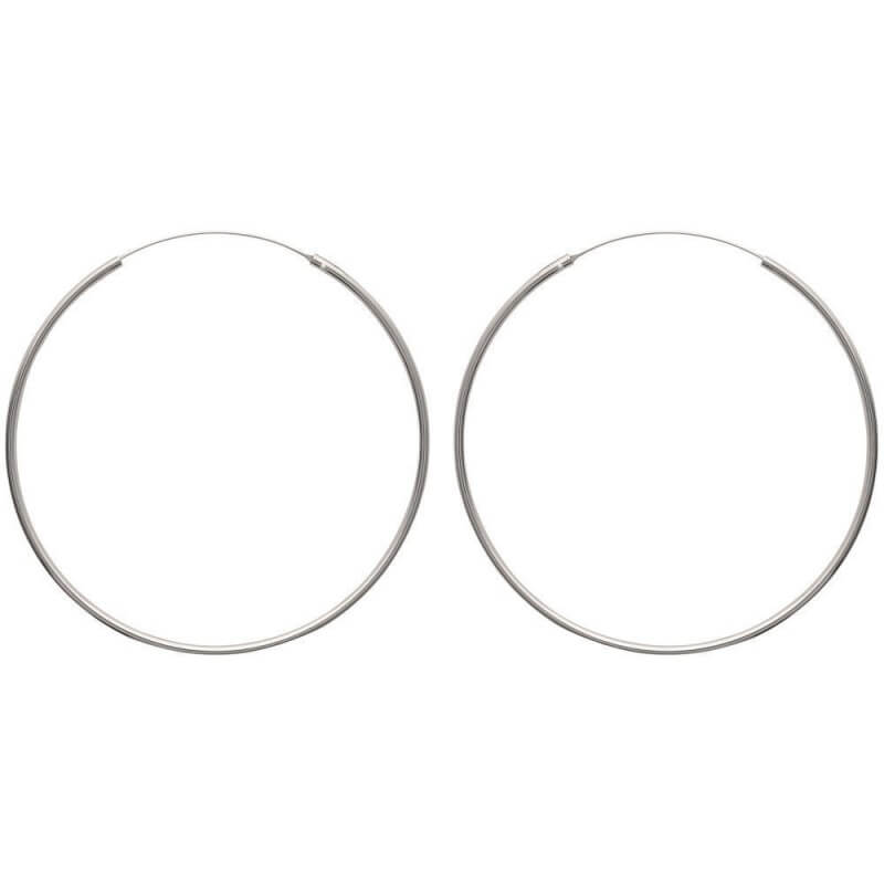 Boucles D'oreilles Grandes Créoles 7 cm Argent Massif 925/1000 Bijoux Femme