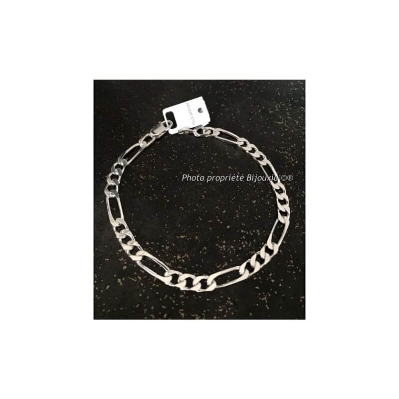 Bracelet Maille Figaro  6,5 MM X 21 CM Argent Massif 925/1000 Bijoux Homme  NEUF
