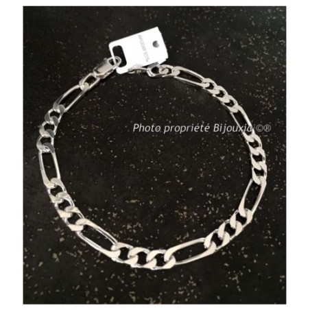 Bracelet Maille Figaro  6,5 MM X 21 CM Argent Massif 925/1000 Bijoux Homme  NEUF