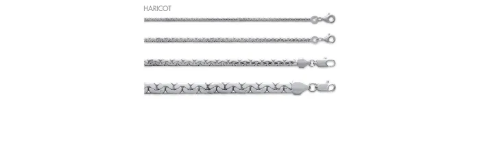 Chaînes Boules Jaseron Anglaise Haricot Argent Massif 925 CHOIX TAILLES